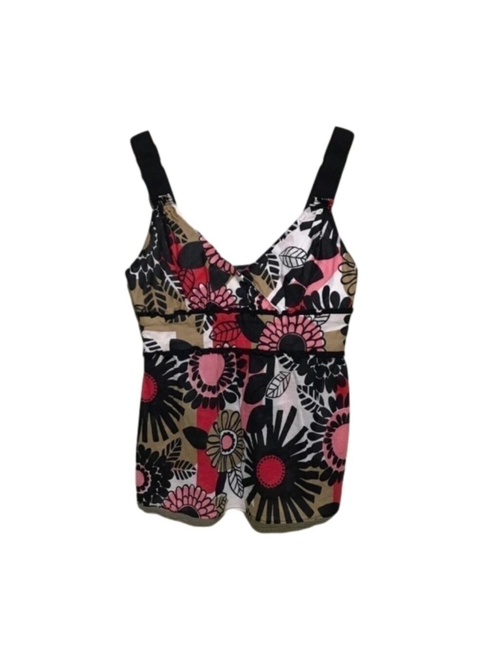 VINTAGE Claude Brown 60s 70s floral print sleeveless tank top size 8